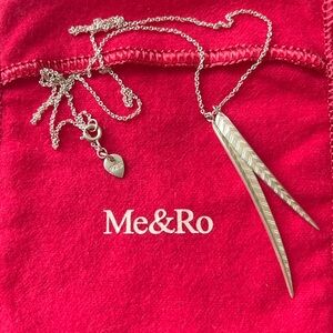 Me&Ro sterling silver double feather pendant necklace
